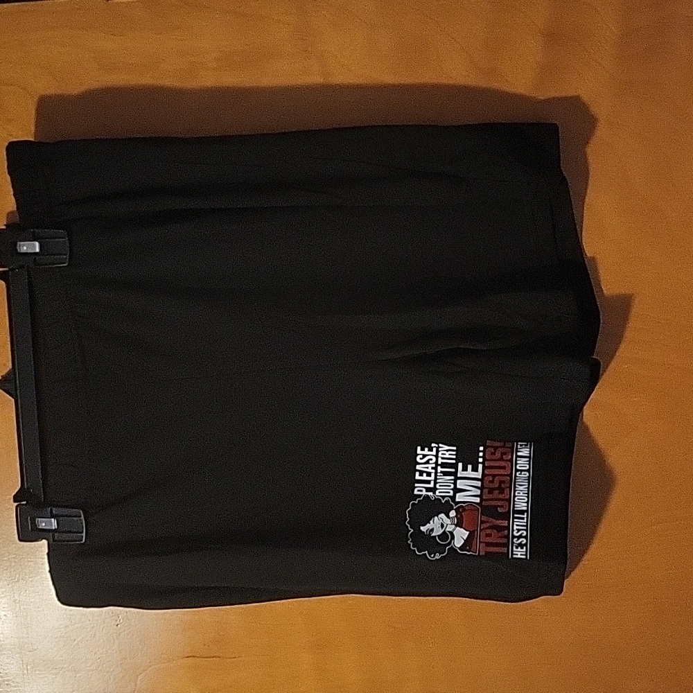 Womens Black / White / Red "Please Don't Try Me, Try Jesus" 2-Piece Shorts Set - Picture 5 of 11